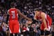 OAKLAND, CA - FEBRUARY 20: Chris Paul #3 congratulates Blake Griffin #32 of the Los Angeles Clippers after Griffin was fouled during their game against the Golden State Warriors at Oracle Arena on February 20, 2012 in Oakland, California. NOTE TO USER: User expressly acknowledges and agrees that, by downloading and or using this photograph, User is consenting to the terms and conditions of the Getty Images License Agreement. (Photo by Ezra Shaw/Getty Images)