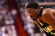 MIAMI, FL - MAY 22: Roy Hibbert #55 of the Indiana Pacers looks on during Game Five of the Eastern Conference Semifinals in the 2012 NBA Playoffs against the Miami Heat at AmericanAirlines Arena on May 22, 2012 in Miami, Florida. NOTE TO USER: User expressly acknowledges and agrees that, by downloading and/or using this Photograph, User is consenting to the terms and conditions of the Getty Images License Agreement. (Photo by Mike Ehrmann/Getty Images)