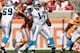 Cam Newton (1) stands tall in the pocket and delivers a pass against the Tampa Bay Buccaneers.