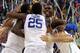 NEW ORLEANS, LA - APRIL 02: The Kentucky Wildcats celebrate after defeating the Kansas Jayhawks 67-59 in the National Championship Game of the 2012 NCAA Division I Men's Basketball Tournament at the Mercedes-Benz Superdome on April 2, 2012 in New Orleans, Louisiana. (Photo by Jeff Gross/Getty Images)