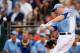 KANSAS CITY, MO - JULY 09: American League All-Star Mark Trumbo #44 of the Los Angeles Angels of Anaheim at bat in the first round during the State Farm Home Run Derby at Kauffman Stadium on July 9, 2012 in Kansas City, Missouri. (Photo by Jamie Squire/Getty Images)