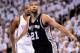 OKLAHOMA CITY, OK - JUNE 06: Tim Duncan #21 of the San Antonio Spurs boxes out against Kendrick Perkins #5 of the Oklahoma City Thunder in Game Six of the Western Conference Finals of the 2012 NBA Playoffs at Chesapeake Energy Arena on June 6, 2012 in Oklahoma City, Oklahoma. NOTE TO USER: User expressly acknowledges and agrees that, by downloading and or using this photograph, User is consenting to the terms and conditions of the Getty Images License Agreement. (Photo by Ronald Martinez/Getty Images)