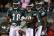 PHILADELPHIA - DECEMBER 27 : DeSean Jackson #10 of the Philadelphia Eagles celebrates with teammates Jeremy Maclin #18 and Jason Avant #81 after scoring a touchdown in the first quarter againt the Denver Broncos at Lincoln Financial Field on December 27, 2009 in Philadelphia, Pennsylvania. (Photo by Jim McIsaac/Getty Images)