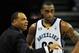 MEMPHIS, TN - NOVEMBER 20: Coach Lionel Hollins of the Memphis Grizzlies talks with Darrell Arthur #00 during a game against the Miami Heat at FedExForum on November 20, 2010 in Memphis, Tennessee. The Grizzlies won 97-95. NOTE TO USER: User expressly acknowledges and agrees that, by downloading and or using this photograph, User is consenting to the terms and conditions of the Getty Images License Agreement. Mandatory Copyright Notice: Copyright 2010 NBAE (Photo by Grant Halverson/Getty Images)
