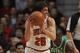 CHICAGO, IL - FEBRUARY 16: Kyle Korver #26 of the Chicago Bulls looks to pass against Mickael Pietrus #28 of the Boston Celtics at the United Center on February 16, 2012 in Chicago, Illinois. The Bulls defeated the Celtics 89-80. NOTE TO USER: User expressly acknowledges and agrees that, by downloading and or using this photograph, User is consenting to the terms and conditions of the Getty Images License Agreement. (Photo by Jonathan Daniel/Getty Images)