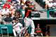 LAKE BUENA VISTA, FL - MARCH 18: Outfielder L.J. Hoes #71 of the Baltimore Orioles fouls off a pitch against the Atlanta Braves during a Grapefruit League Spring Training Game at Champion Stadium at the ESPN Wide World of Sports Complex on March 18, 2012 in Lake Buena Vista, Florida. (Photo by J. Meric/Getty Images)