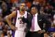 PHOENIX, AZ - JANUARY 14: Head coach Alvin Gentry of the Phoenix Suns talks with Grant Hill #33 during the NBA game against the Portland Trail Blazers at US Airways Center on January 14, 2011 in Phoenix, Arizona. The Suns defeated the 115-111. NOTE TO USER: User expressly acknowledges and agrees that, by downloading and or using this photograph, User is consenting to the terms and conditions of the Getty Images License Agreement. (Photo by Christian Petersen/Getty Images)