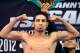 LAS VEGAS, NV - JULY 13: Boxer Danny Garcia poses on the scales during the official weigh-in at the Mandalay Bay Resort & Casino on July 13, 2012 in Las Vegas, Nevada. Garcia will battle Amir Khan for the WBC/WBA unification super lightweight world championship on July 14 in Las Vegas. (Photo by David Becker/Getty Images for Golden Boy Promotions)