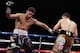 LAS VEGAS, NV - JULY 14: Danny Garcia lands a left hand knocking down Amir Khan of Great Britain during their WBC/ WBA Super Lightweight and vacant Ring Magazine Junior Welterweight title fight at Mandalay Bay Events Center on July 14, 2012 in Las Vegas, Nevada. (Photo by Jeff Gross/Getty Images)