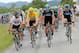 LA BASTIDE SUR-L'HERS, FRANCE - JULY 15: Bradley Wiggins (2L) of Great Britain riding for Sky Procycling defends the race leader's yellow jersey with the help of teammates Mark Cavendish (L) of Great Britain, Bernhard Eisel (2R) of Austria and Michael Rogers (R) during stage fourteen of the 2012 Tour de France from Limoux to Foix on July 15, 2012 in La Bastide Sur-L'Hers, France. (Photo by Doug Pensinger/Getty Images)