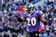 BALTIMORE, MD - JANUARY 15: Ed Reed #20 of the Baltimore Ravens celebrates his interception against Andre Johnson #80 of the Houston Texans (not pictured) during the fourth quarter of the AFC Divisional playoff game at M&T Bank Stadium on January 15, 2012 in Baltimore, Maryland. (Photo by Rob Carr/Getty Images)