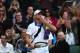 LONDON, ENGLAND - JUNE 30: Andy Roddick of the USA blows a kiss to the crowd as he walks off court after being defeated in his Gentlemen's Singles third round match against David Ferrer of Spain on day six of the Wimbledon Lawn Tennis Championships at the All England Lawn Tennis and Croquet Club at Wimbledon on June 30, 2012 in London, England. (Photo by Clive Brunskill/Getty Images)