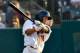 Outfielder Aaron Hicks hits a triple for Twins Affiliate Double-A New Britain Rock Cats on July 3rd. Photo from courant.com.