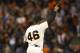 SAN FRANCISCO, CA - JUNE 26: Santiago Casilla #46 of the San Francisco Giants celebrates after the game against the Los Angeles Dodgers at AT&T Park on June 26, 2012 in San Francisco, California. The San Francisco Giants defeated the Los Angeles Dodgers 2-0. (Photo by Jason O. Watson/Getty Images)