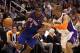 PHOENIX - JANUARY 07: Amar'e Stoudemire #1 of the New York Knicks drives the ball against Grant Hill #33 of the Phoenix Suns during the NBA game at US Airways Center on January 7, 2011 in Phoenix, Arizona. NOTE TO USER: User expressly acknowledges and agrees that, by downloading and or using this photograph, User is consenting to the terms and conditions of the Getty Images License Agreement. (Photo by Christian Petersen/Getty Images)
