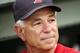 BOSTON, MA - JUNE 22: Manager Bobby Valentine #25 of the Boston Red Sox looks on from the dugout during the first inning of the interleague game against the Atlanta Braves at Fenway Park on June 22, 2012 in Boston, Massachusetts. (Photo by Winslow Townson/Getty Images)
