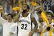 MEMPHIS, TN - APRIL 29: O.J. Mayo #32 of the Memphis Grizzlies celebrates after making a three point shot against the Los Angeles Clippers in Game One of the Western Conference Quarterfinals in the 2012 NBA Playoffs at FedExForum on April 29, 2012 in Memphis, Tennessee. NOTE TO USER: User expressly acknowledges and agrees that, by downloading and or using this photograph, User is consenting to the terms and conditions of the Getty Images License Agreement. (Photo by Andy Lyons/Getty Images)