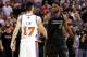 MIAMI, FL - FEBRUARY 23: Jeremy Lin #17 of the New York Knicks greets LeBron James #6 of the Miami Heat during a game at American Airlines Arena on February 23, 2012 in Miami, Florida. NOTE TO USER: User expressly acknowledges and agrees that, by downloading and/or using this Photograph, User is consenting to the terms and conditions of the Getty Images License Agreement. (Photo by Mike Ehrmann/Getty Images)