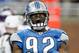 DETROIT, MI - DECEMBER 11: Cliff Avril #92 of the Detroit Lions reacts after a first quarter sack while playing the Minnesota Vikings at Ford Field on December 11, 2011 in Detroit, Michigan. (Photo by Gregory Shamus/Getty Images)