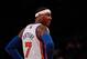NEW YORK, NY - MARCH 14: Carmelo Anthony #7 of the New York Knicks looks on against the Portland Trail Blazers at Madison Square Garden on March 14, 2012 in New York City. NOTE TO USER: User expressly acknowledges and agrees that, by downloading and/or using this Photograph, user is consenting to the terms and conditions of the Getty Images License Agreement. (Photo by Chris Trotman/Getty Images)