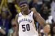 MEMPHIS, TN - APRIL 29: Zach Randolph #50 of the Memphis Grizzlies celebrates during the Grizzlies 99-91 win over the San Antonio Spurs in Game Six of the Western Conference Quarterfinals in the 2011 NBA Playoffs at FedExForum on April 29, 2011 in Memphis, Tennessee. NOTE TO USER: User expressly acknowledges and agrees that, by downloading and/or using this Photograph, User is consenting to the terms and conditions of the Getty Images License Agreement. (Photo by Andy Lyons/Getty Images)