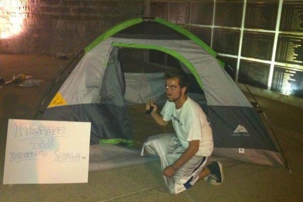 Students are camping out overnight to protect the Joe Pa statue...