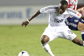 Vancouver's Gershon Koffie has made it 1-0 Whitecaps over the LA Galaxy.