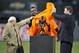 April 28, 2012; Baltimore, MD, USA; Earl Weaver (left) Eddie Murray (center) and Jim Palmer (right) unveil the personal statue given to Frank Robinson as part of the Orioles legends ceremony before a game against the Oakland Athletics at Oriole Park at Camden Yards. Mandatory Credit: Joy R. Absalon-US PRESSWIRE