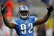 DETROIT, MI - NOVEMBER 24: Defensive lineman Cliff Avril #92 of the Detroit Lions reacts in the first half while taking on the Green Bay Packers during the Thanksgiving Day game at Ford Field on November 24, 2011 in Detroit, Michigan. (Photo by Gregory Shamus/Getty Images)