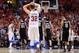 LOS ANGELES, CA - MAY 20: Blake Griffin #32 of the Los Angeles Clippers reacts late in the fourth quarter before the Clippers lose to the San Antonio Spurs 102-99 in Game Four of the Western Conference Semifinals in the 2012 NBA Playoffs on May 20, 2011 at Staples Center in Los Angeles, California. NOTE TO USER: User expressly acknowledges and agrees that, by downloading and or using this photograph, User is consenting to the terms and conditions of the Getty Images License Agreement. (Photo by Harry How/Getty Images)