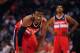 Feb. 20, 2012; Phoenix, AZ, USA; Washington Wizards guard John Wall during game against the Phoenix Suns at the US Airways Center. The Suns defeated the Wizards 104-88. Mandatory Credit: Mark J. Rebilas-US PRESSWIRE