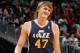 ATLANTA - NOVEMBER 12: Andrei Kirilenko #47 of the Utah Jazz against the Atlanta Hawks at Philips Arena on November 12, 2010 in Atlanta, Georgia. NOTE TO USER: User expressly acknowledges and agrees that, by downloading and/or using this Photograph, User is consenting to the terms and conditions of the Getty Images License Agreement. (Photo by Kevin C. Cox/Getty Images)