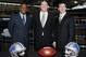 DETROIT , MI - JANUARY 16: Jim Schwartz, center, head coach of the Detroit Lions poses with General Manager Martin Mayhew, left, and Tom Lewand team president after a press conference to introduce him as the Lions new head coach on January 16, 2009 at Ford Field in Detroit, Michigan. (Photo by Gregory Shamus/Getty Images)