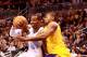ORLANDO, FL - FEBRUARY 13: Dwight Howard #12 of the Orlando Magic drives against Andrew Bynum #17 of the Los Angeles Lakers during the game at Amway Arena on February 13, 2011 in Orlando, Florida. NOTE TO USER: User expressly acknowledges and agrees that, by downloading and or using this Photograph, user is consenting to the terms and conditions of the Getty Images License Agreement. (Photo by Sam Greenwood/Getty Images)