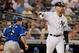Derek Jeter tosses his bat in dejection following a strikeout during action in the Bronx on July 17, 2012. The Yankees have hit well this season but not with runners in scoring position.