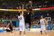 BEIJING - AUGUST 22: LeBron James #6 of the United States shoots a jumper over Carlos Delfino #10 of Argentina during a men's semifinal baketball game at the Wukesong Indoor Stadium on Day 14 of the Beijing 2008 Olympic Games on August 22, 2008 in Beijing, China. (Photo by Jed Jacobsohn/Getty Images)