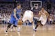 OKLAHOMA CITY, OK - APRIL 30: Delonte West #13 of the Dallas Mavericks drives around Nick Collison #4 of the Oklahoma City Thunder in Game Two of the Western Conference Quarterfinals in the 2012 NBA Playoffs on April 30, 2012 at the Chesapeake Energy Arena in Oklahoma City, Oklahoma. Oklahoma City defeated Dallas 102-99. NOTE TO USER: User expressly acknowledges and agrees that, by downloading and or using the photograph, User is consenting to the terms and conditions of the Getty Images License Agreement. (Photo by Brett Deering/Getty Images)