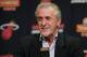 MIAMI, FL - JULY 11: Miami Heat President Pat Riley announces the signing of Ray Allen at AmericanAirlines Arena on July 11, 2012 in Miami, Florida. (Photo by Mike Ehrmann/Getty Images)