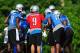 June 12, 2012; Detroit, MI, USA; Detroit Lions quarterback Matthew Stafford (9) in the huddle during mini camp at Detroit Lions training facility. Mandatory Credit: Andrew Weber-US PRESSWIRE