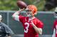 BEREA, OH - MAY 12: Quarterback Brandon Weeden #3 of the Cleveland Browns during the second day of minicamp at Cleveland Browns training facility on May 12, 2012 in Berea, Ohio. (Photo by Jason Miller/Getty Images)