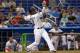 MIAMI, FL - MAY 21: Hanley Ramirez #2 of the Miami Marlins hits a long fly ball during a game against the Colorado Rockies at Marlins Park on May 21, 2012 in Miami, Florida. (Photo by Mike Ehrmann/Getty Images)