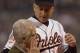 6 Oct 2001: Cal Ripken #8 of the Baltimore Orioles escorts his mother Vi Ripken across the field as he his honored prior to his 3001st and final game as the Orioles host the Boston Red Sox at Oriole Park at Camden Yards in Baltimore, Maryland. <<<DIGITAL IMAGE>> Mandatory Credit: Doug Pensinger/ALLSPORT
