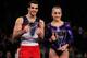 NEW YORK, NY - MARCH 03: Danell Leyva (L) and Jordyn Wieber celebrate winning the men's and women's all-round titles at the 2012 AT&T American Cup at Madison Square Garden on March 3, 2012 in New York City. (Photo by Chris Trotman/Getty Images)
