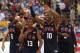 BEIJING - AUGUST 24: (L-R) LeBron James #6, Chris Paul #13, Kobe Bryant #10 and Dwyane Wade #9 of the United States wave to the crowd after defeating Spain 118-107 in the gold medal game during Day 16 of the Beijing 2008 Olympic Games at the Beijing Olympic Basketball Gymnasium on August 24, 2008 in Beijing, China. (Photo by Phil Walter/Getty Images)