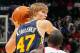ATLANTA - NOVEMBER 12: Andrei Kirilenko #47 of the Utah Jazz against Marvin Williams #24 of the Atlanta Hawks at Philips Arena on November 12, 2010 in Atlanta, Georgia. NOTE TO USER: User expressly acknowledges and agrees that, by downloading and/or using this Photograph, User is consenting to the terms and conditions of the Getty Images License Agreement. (Photo by Kevin C. Cox/Getty Images)