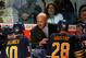 BUFFALO, NY - APRIL 15: Lindy Ruff, head coach of the Buffalo Sabres talks to his players during a timeout against the Boston Bruins in Game One of the Eastern Conference Quarterfinals during the 2010 NHL Stanley Cup Playoffs at HSBC Arena on April 15, 2010 in Buffalo, New York. (Photo by Rick Stewart/Getty Images)