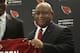 TEMPE, AZ - APRIL 29: (L-R) Head coach Ken Whisenhunt, first round draft pick Patrick Peterson and general manager Rod Graves of the Arizona Cardinals pose together during a press conference to introduce Peterson at the team's training center auditorium on April 29, 2011 in Tempe, Arizona. (Photo by Christian Petersen/Getty Images)