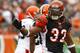 CINCINNATI, OH - NOVEMBER 27: Cedric Benson #32 of the Cincinnati Bengals after a running play against the Cleveland Browns at Paul Brown Stadium on November 27, 2011 in Cincinnati, Ohio. (Photo by Tyler Barrick /Getty Images)
