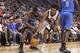 PHOENIX, AZ - MARCH 30: James Harden #13 of the Oklahoma City Thunder reaches for a loose ball with Josh Childress #1 of the Phoenix Suns during the NBA game at US Airways Center on March 30, 2011 in Phoenix, Arizona. The Thunder defeated the Suns 116-98. NOTE TO USER: User expressly acknowledges and agrees that, by downloading and or using this photograph, User is consenting to the terms and conditions of the Getty Images License Agreement. (Photo by Christian Petersen/Getty Images)