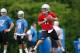 ALLEN PARK, MI - MAY 12: Kellen Moore #17of the Detroit Lions throws a pass during a rookie mini camp at the Detroit Lions Headquarters and Training Facility on May 12, 2012 in Allen Park, Michigan. (Photo by Gregory Shamus/Getty Images)